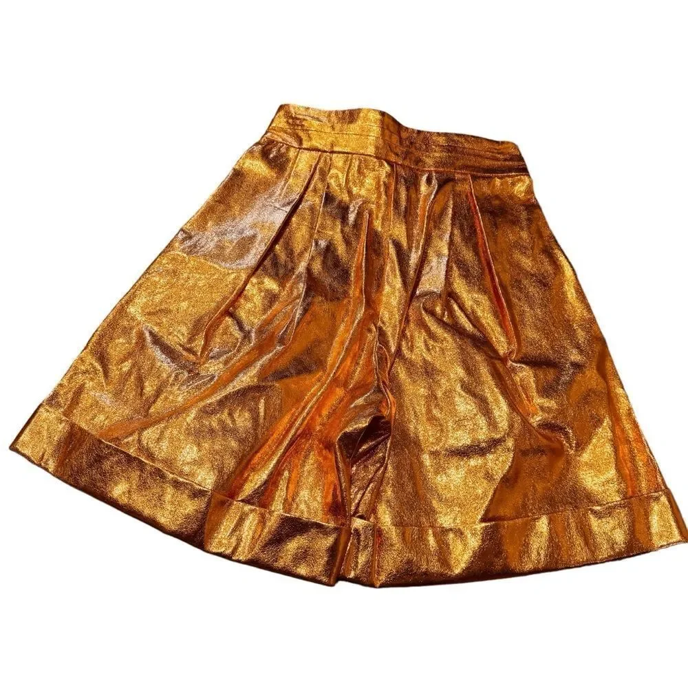 REVOLVE KIMBERLY GOLDSON LIZZIE METALLIC FAUX LEATHER SHORTS IN COPPER